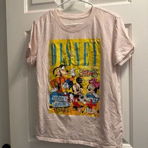 Disney Pink Tee with Goofy, Mickey, and Minnie Graphic